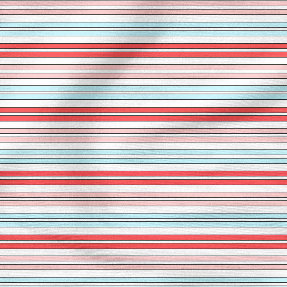 Patriotic Stripe (Red Blue Pink) | Holiday Fabric Design | Julie Storie Designs